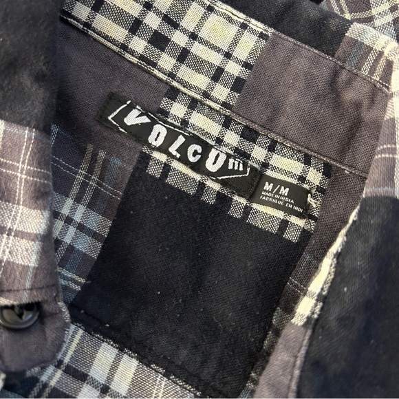 Volcom Black and Gray Checkered Patch Work Shirt M - Picture 5 of 10